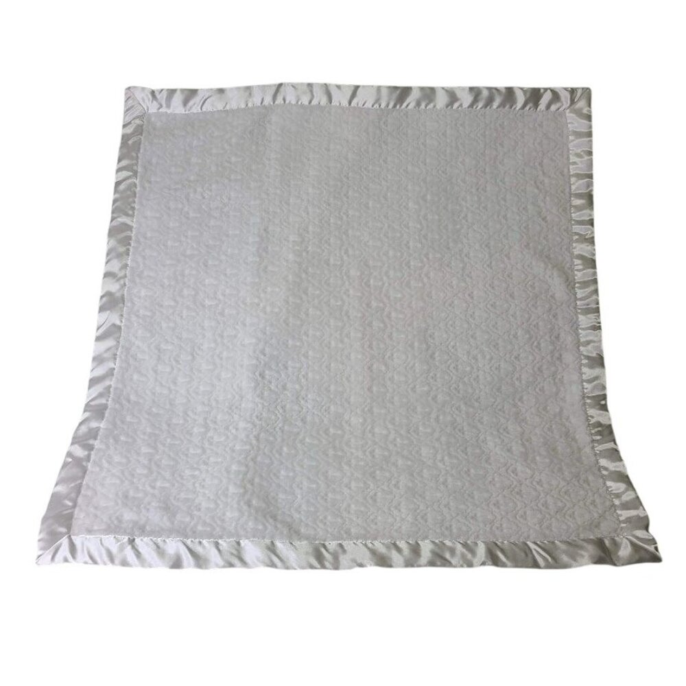 Baby Gear 30" X 30" White Fuzzy Security Blanket Lovey Satin Border